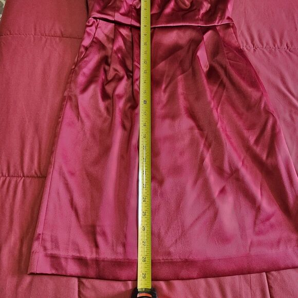 Apt 9 Strapless Sateen Cocktail Dress Red Burgundy Pleated Size 8 - Picture 7 of 10